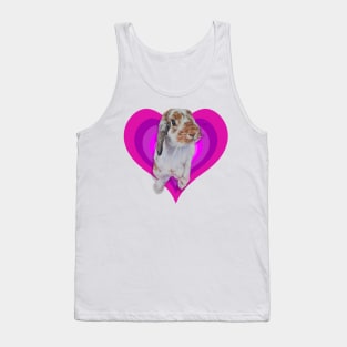 Gorgeous Leonard bunny on a pink rainbow heart! Tank Top